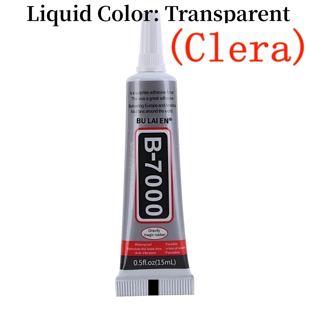B7000 adhesive tube, transparent, 15 mL, with precision nozzle cap.