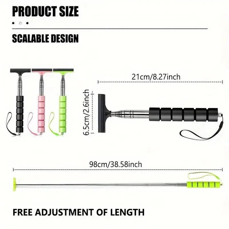 Telescopic rearview mirror wiper set with multiple colors and adjustable long handle length