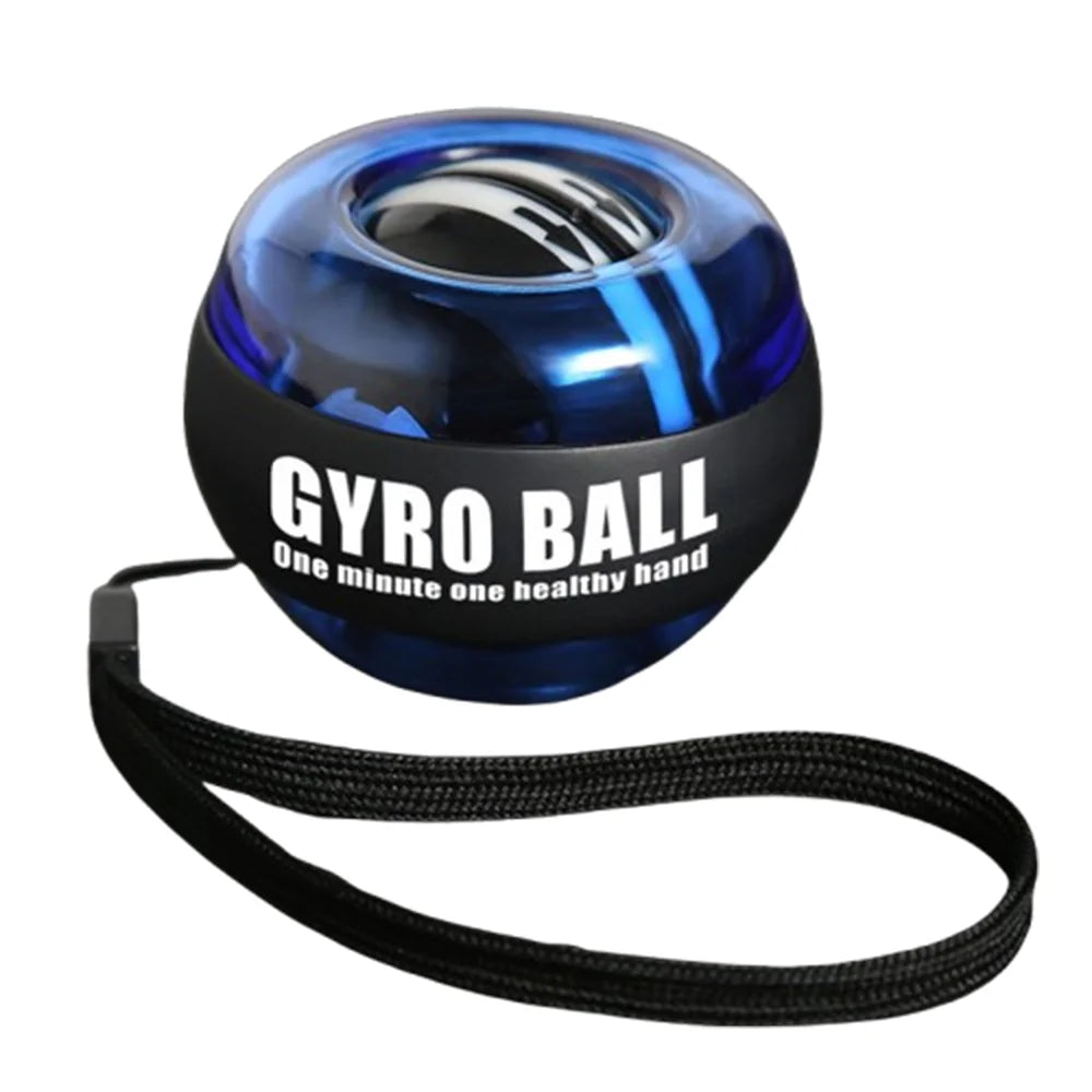 Blue gyro wrist ball without LED with wrist strap for grip strength training