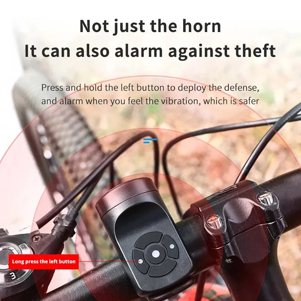 Black handlebar horn with control button for alarm defense function