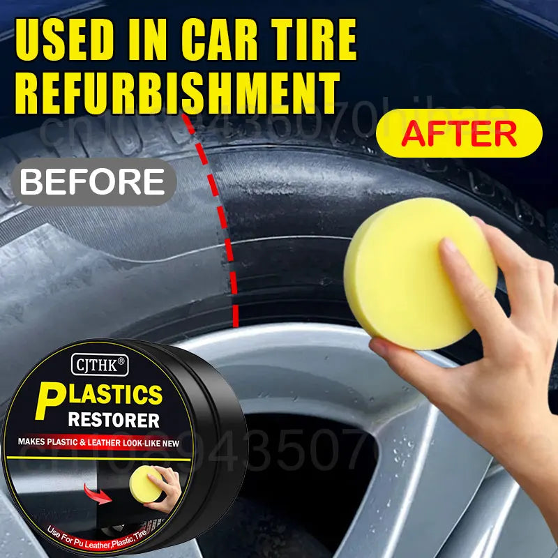 Car tire plastic restorer jar with yellow foam pad for restoration