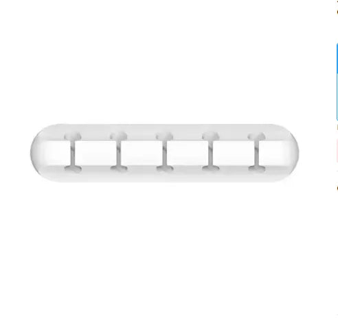 White cable organizer snap clip with six cord loops