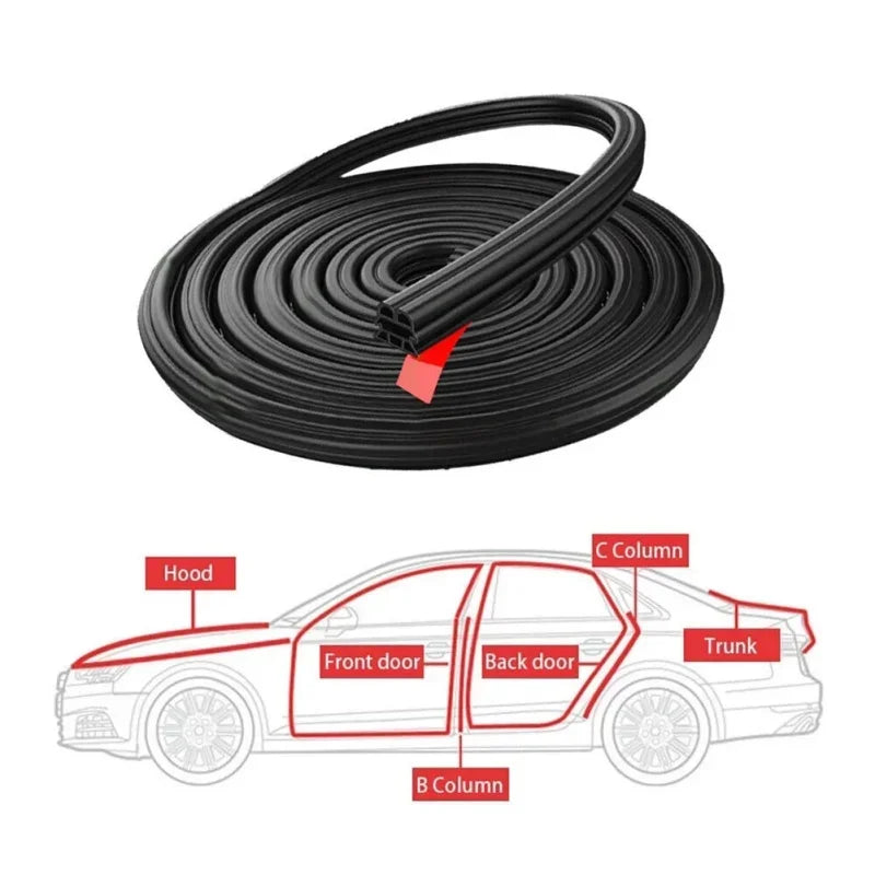 Roll of black 3-layer car door weatherstrip seal strips, flexible rubber tape