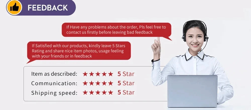 Customer feedback and rating graphic for the USB LED selfie ring light