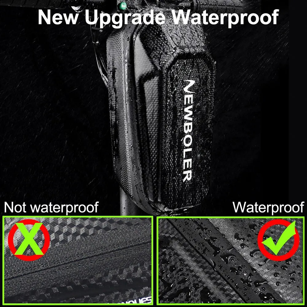 NEWBOLER waterproof front bag with textured black fabric and zip pocket