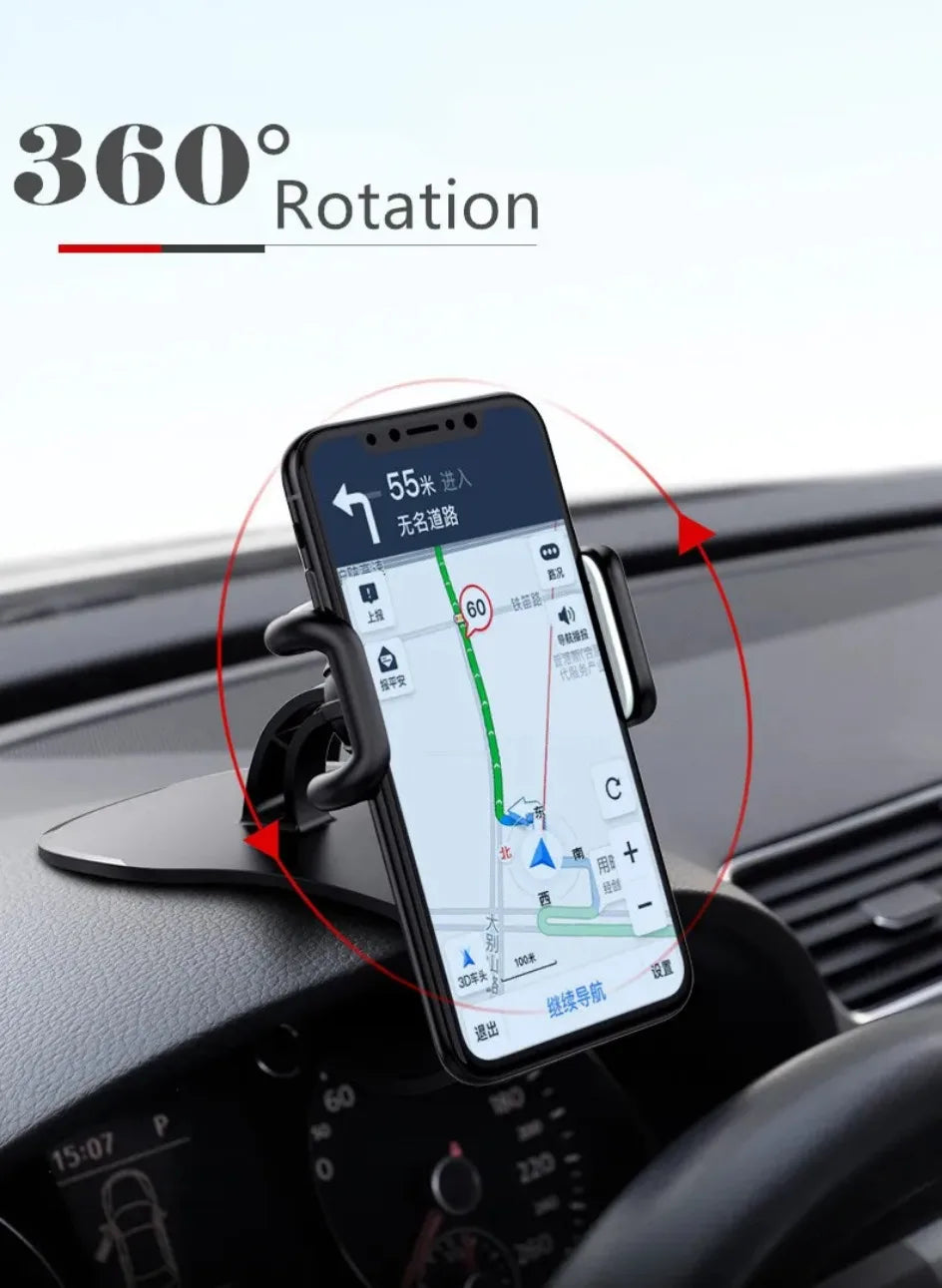 360° rotating car phone mount with smartphone showing navigation