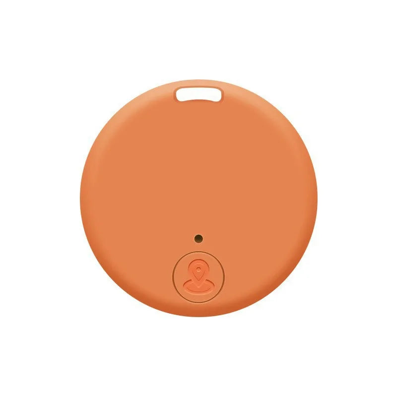 Round Bluetooth anti-lost alarm tracker, orange with raised control icon