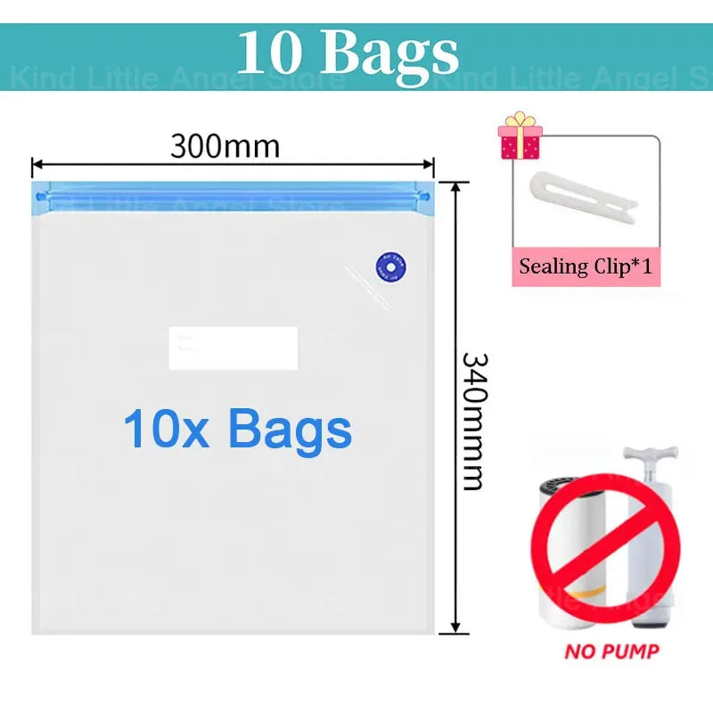 Vacuum filament storage bags, 10-pack, blue zipper, sealing clip included, no pump