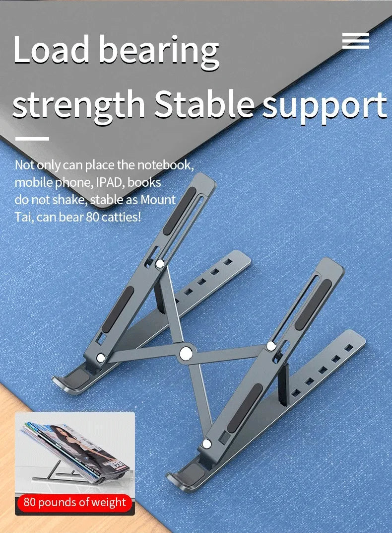 Foldable laptop stand with stable bracket base and reinforced load-bearing frame