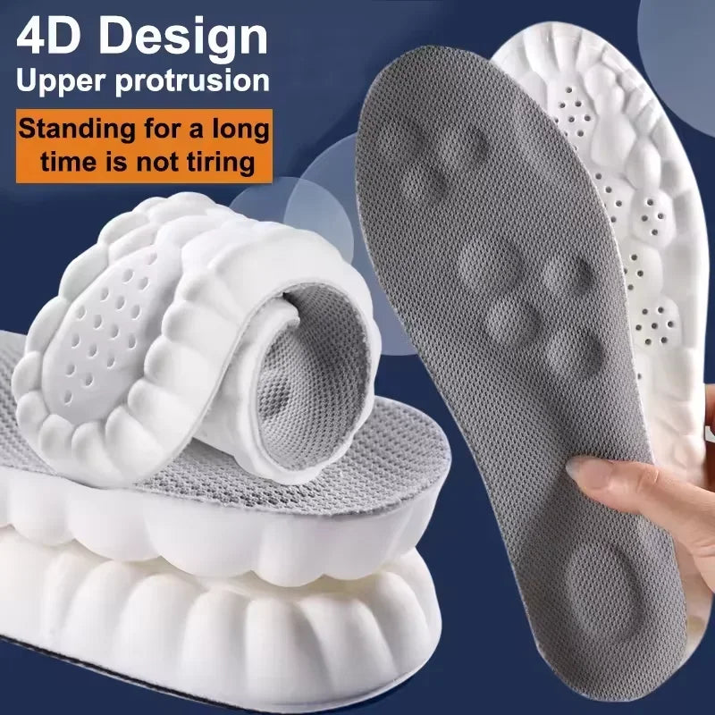 Grey top and white cushioned running insole with perforated ventilation and foam layers
