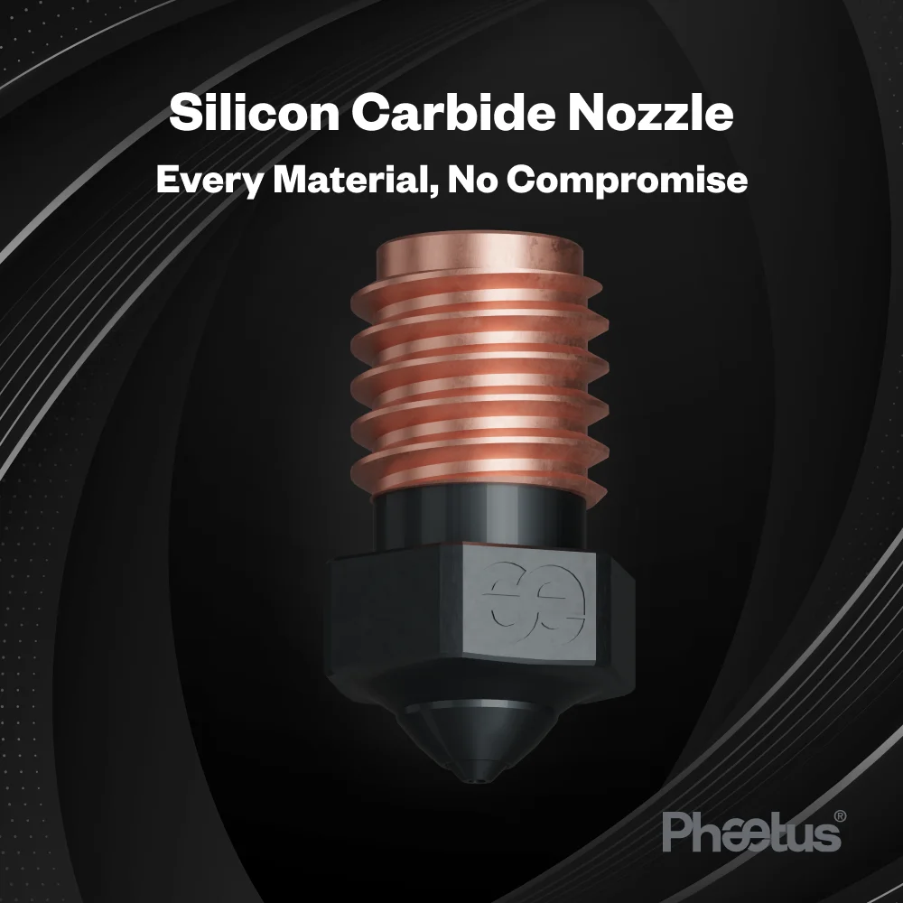 Silicon carbide nozzle with copper threaded body and black heatblock, pointed tip