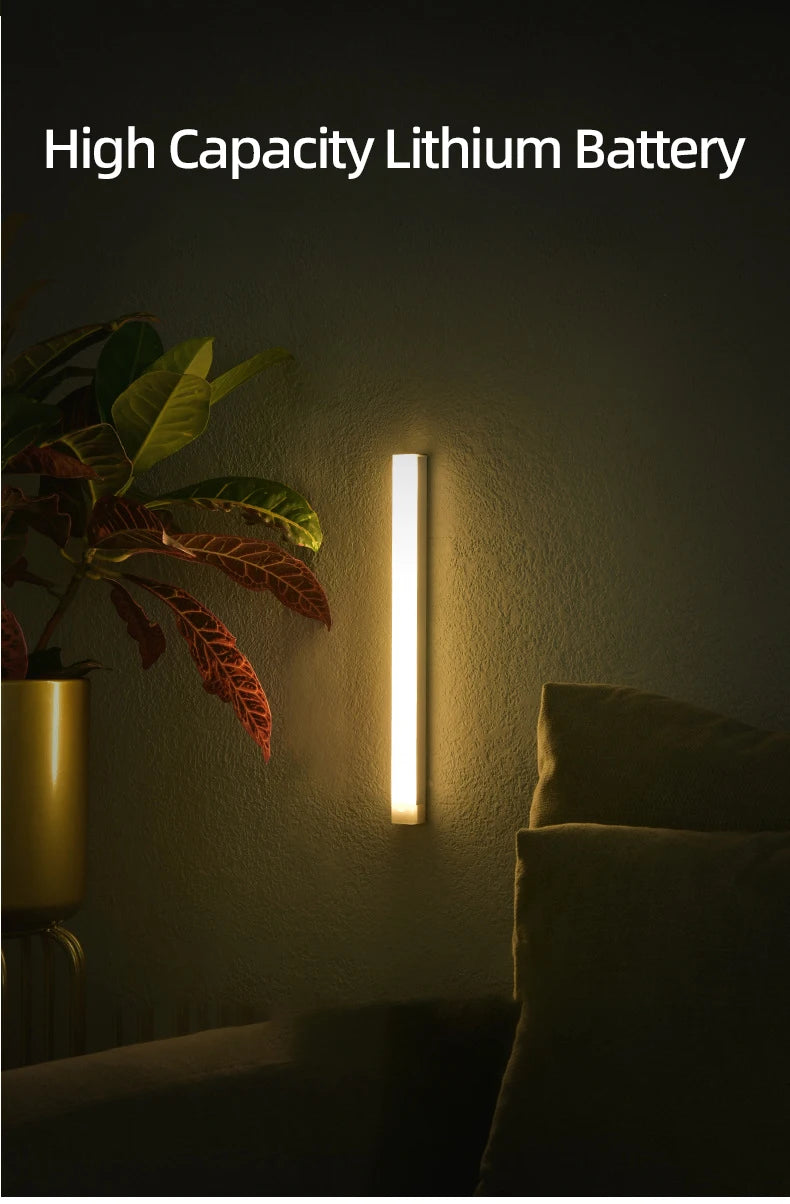 Warm white LED night light bar glowing vertically