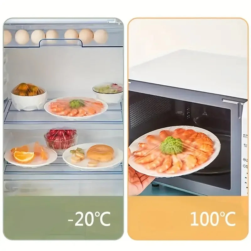 Disposable clear food cover plastic wrap used to keep food covered in refrigerator