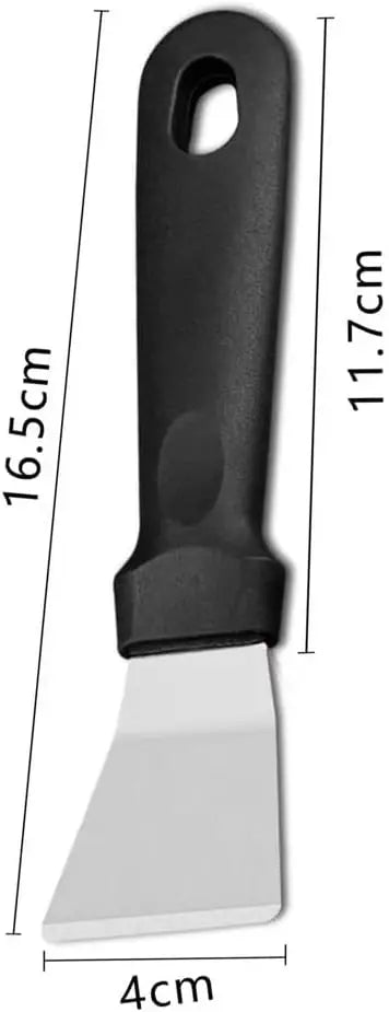 Black plastic scraper tool with angled edge for 3D print cleaning