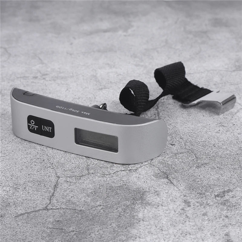 Digital hanging luggage scale with LCD display and unit button