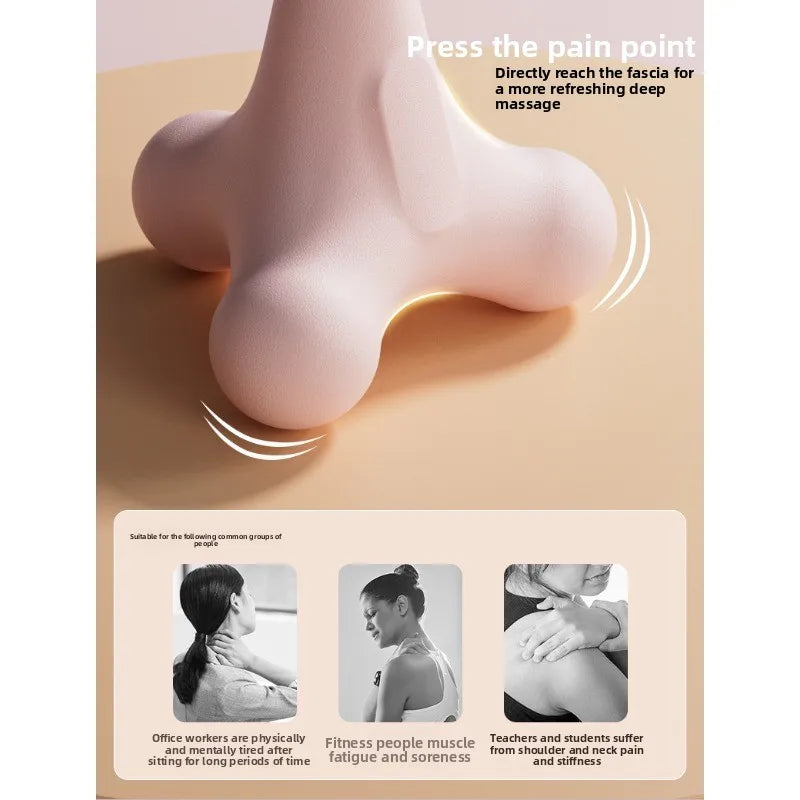 Mint green fascia massage ball pressing on upper back for deep tissue massage