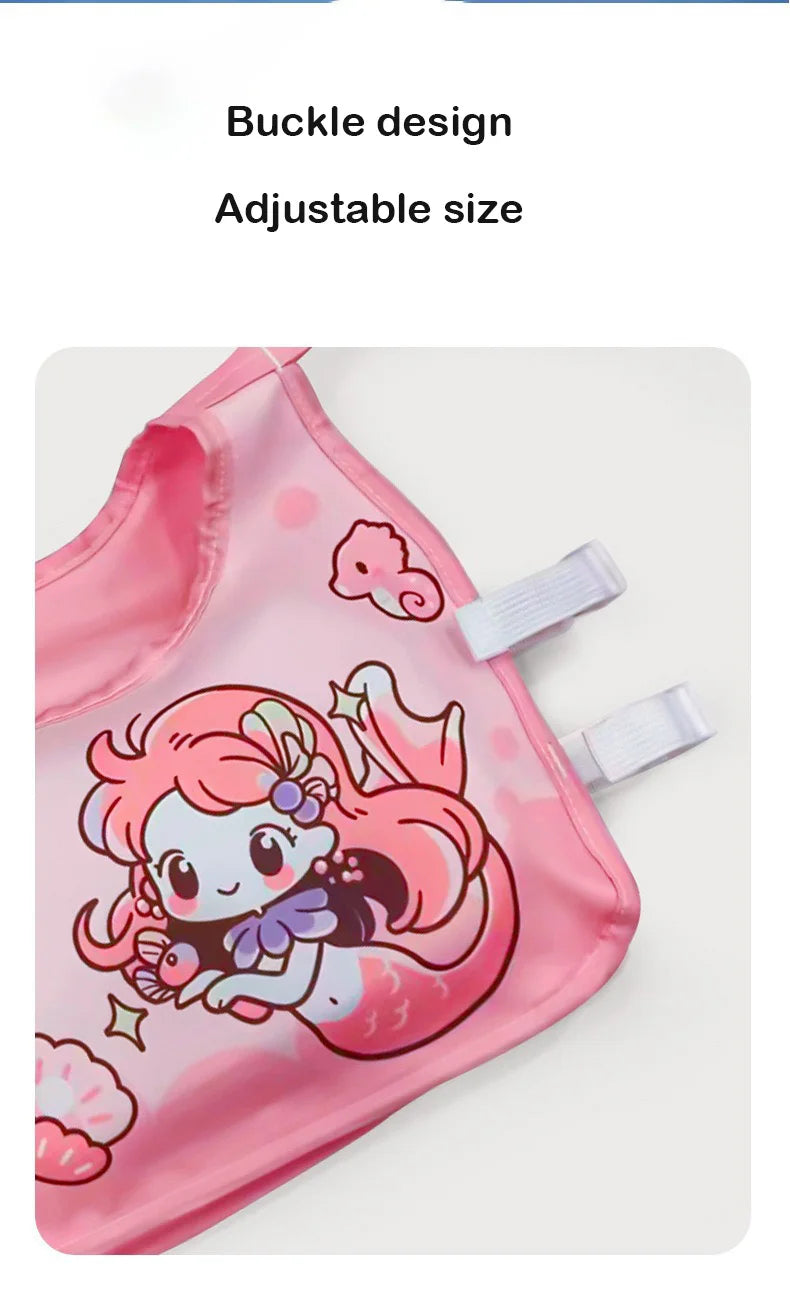 Pink swim buoyancy vest close-up showing adjustable buckle straps and side arm float