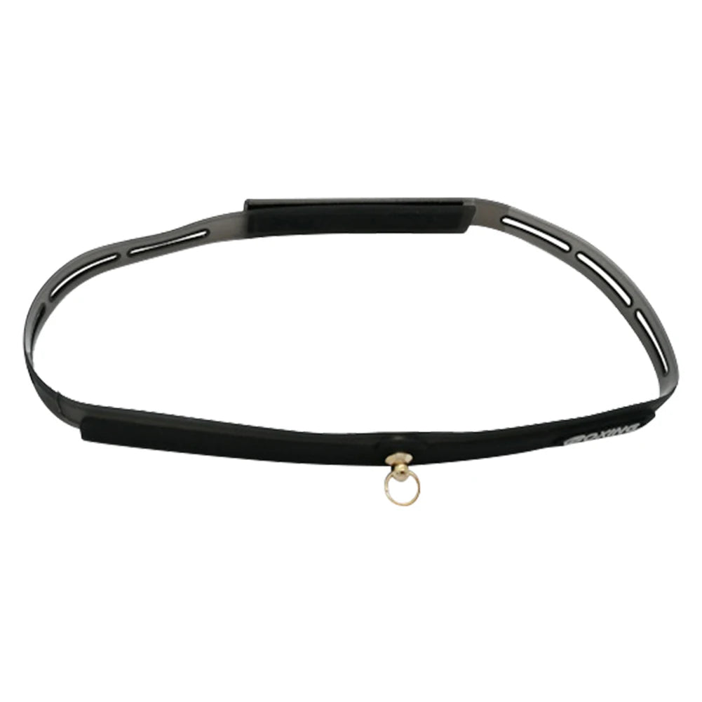 Black boxing training strap with oval holes and small hanging ring