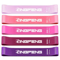 Set of five pink resistance yoga loop bands with LINGPENG logo