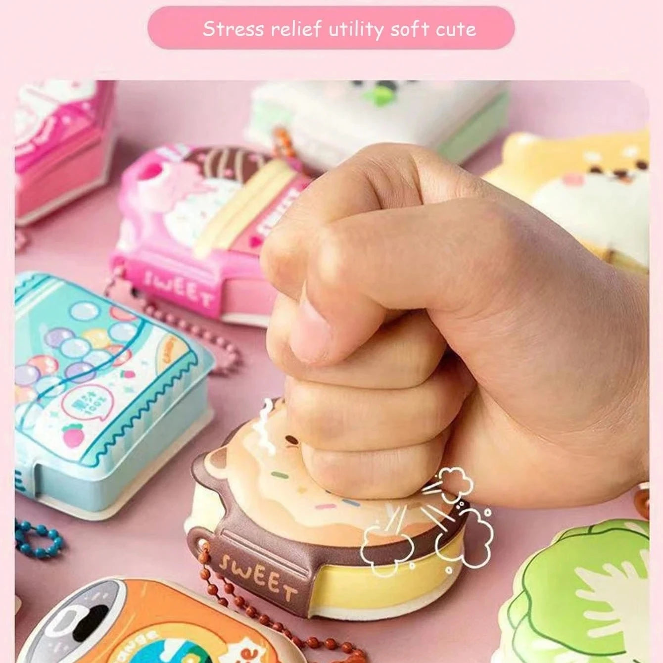Hand holding a cartoon waffle-shaped soft memo pad from a stack of notes