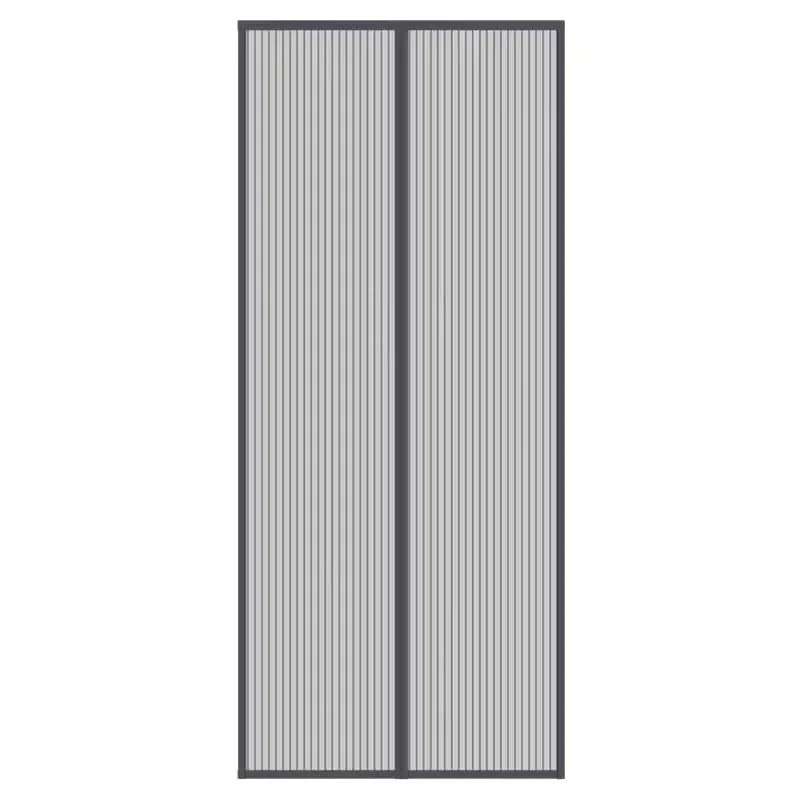 Black mesh mosquito curtain panels with black borders, two vertical sections