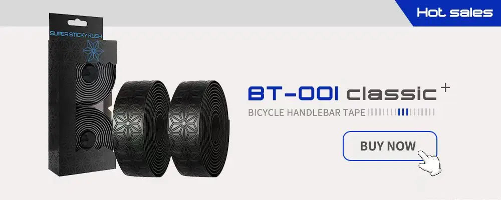 Bicycle handlebar tape package with three rolls, promotional buy now banner