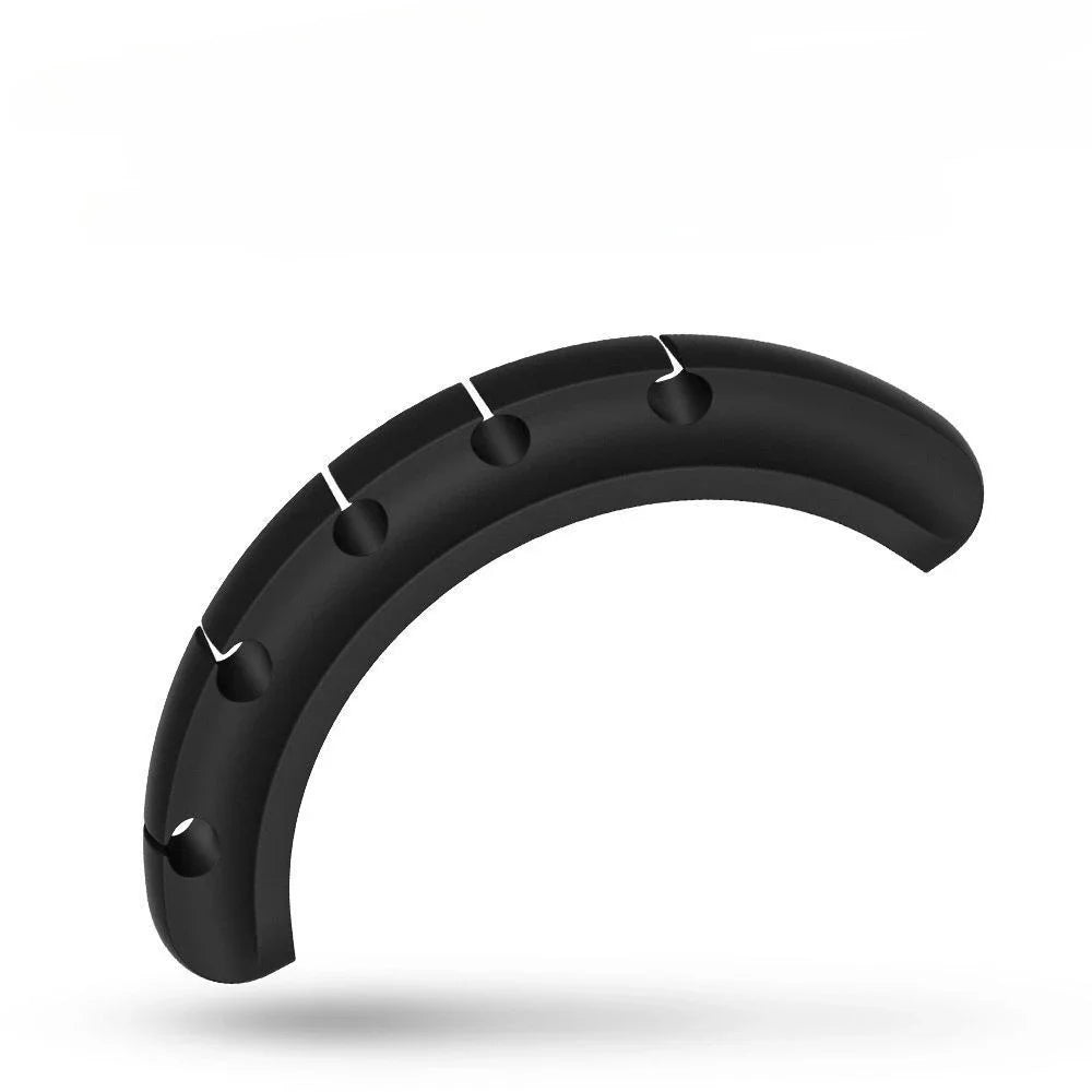 Black curved cable organizer snap clip with three mounting holes