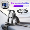360-degree rotating car phone holder with dashboard stand and side grip