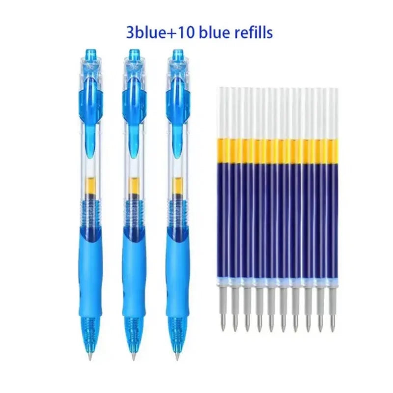 Blue retractable gel pens with refill tips pack