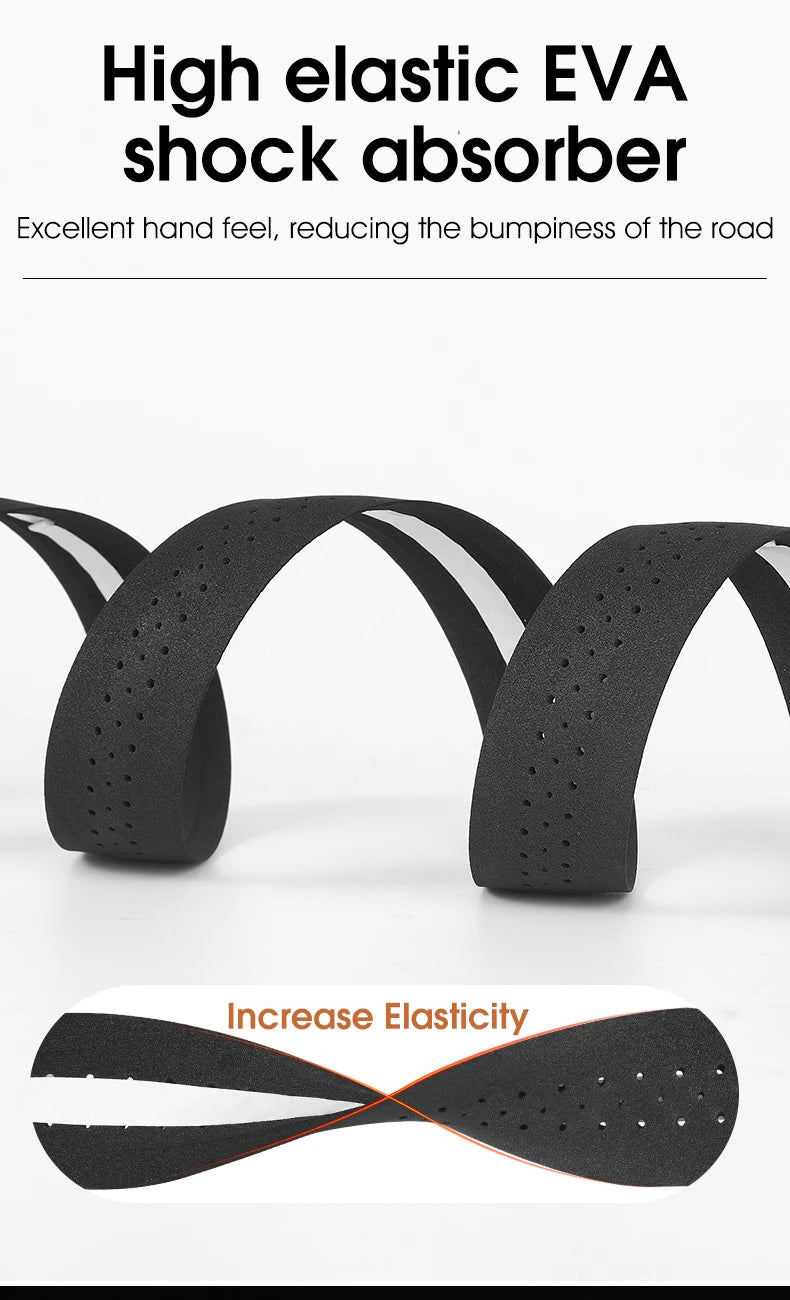 Black EVA handlebar tape rolls with perforated surface for elastic shock comfort