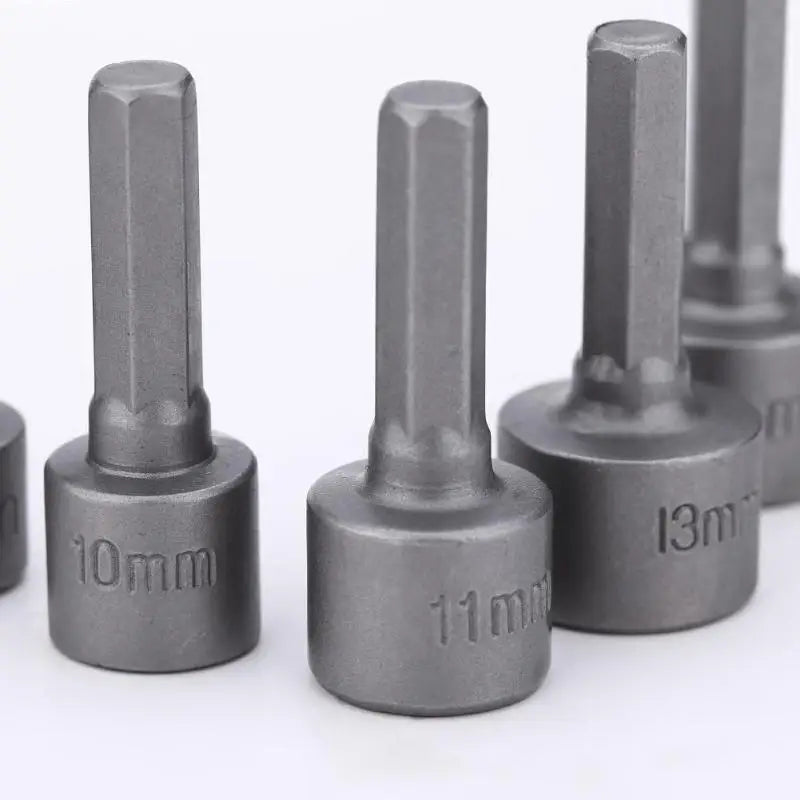 Metal hex socket sleeves marked 10mm, 11mm, 13mm