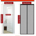 Black mesh door curtain with two panels; 90x210cm size diagram