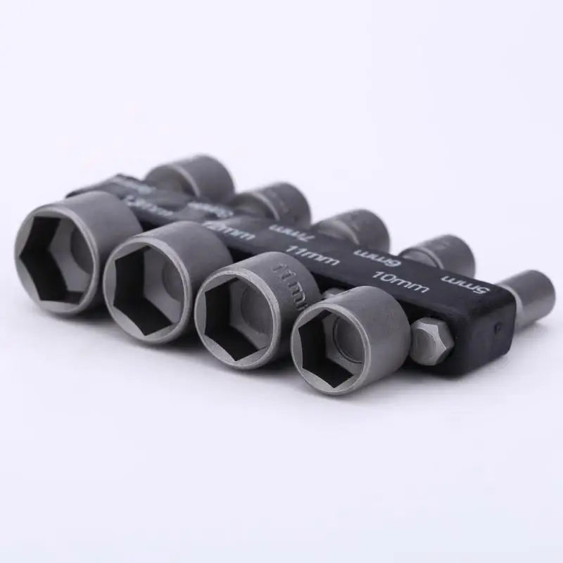 Stack of dark hex socket sleeves with stamped size markings