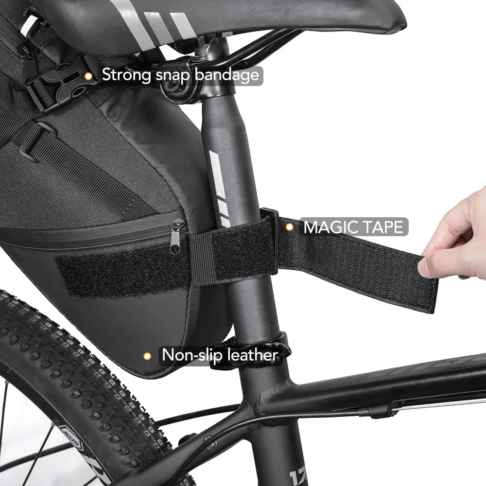 NEWBOLER bike tail bag with snap bandage and non-slip leather-style contact panel