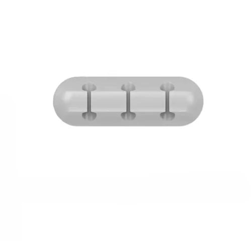 White cable organizer snap clip with three cord loops