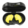 Reusable silicone swimming earplugs with storage case, yellow ear inserts