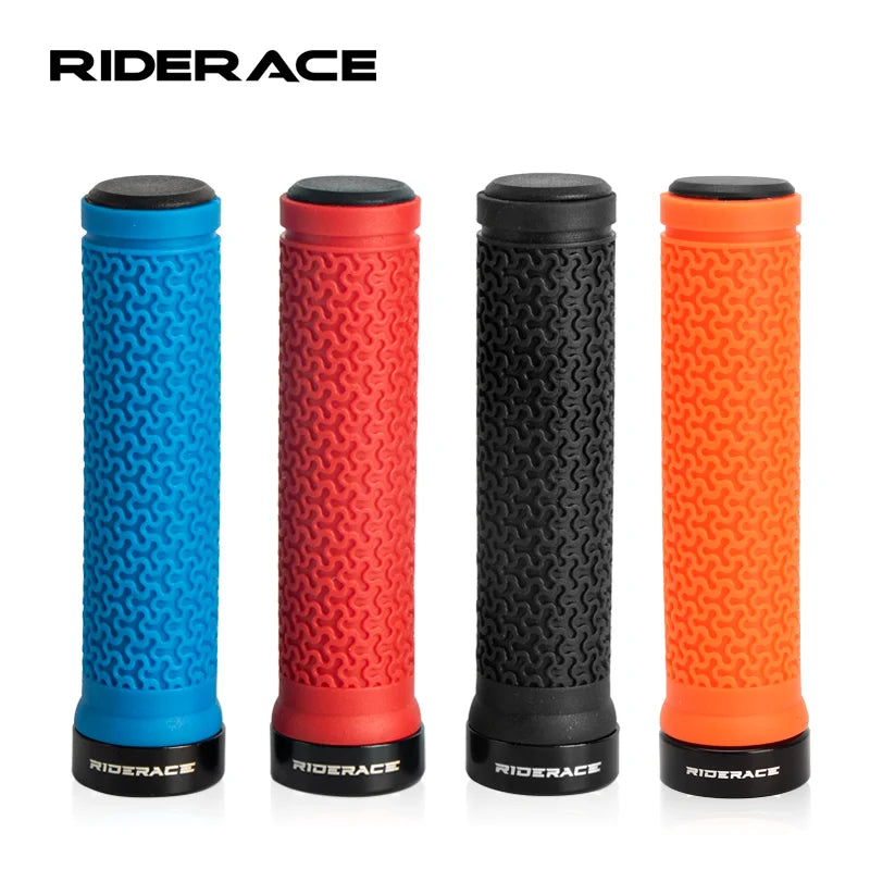 MTB bicycle handlebar grips in blue, red, black, and orange (four-pack)