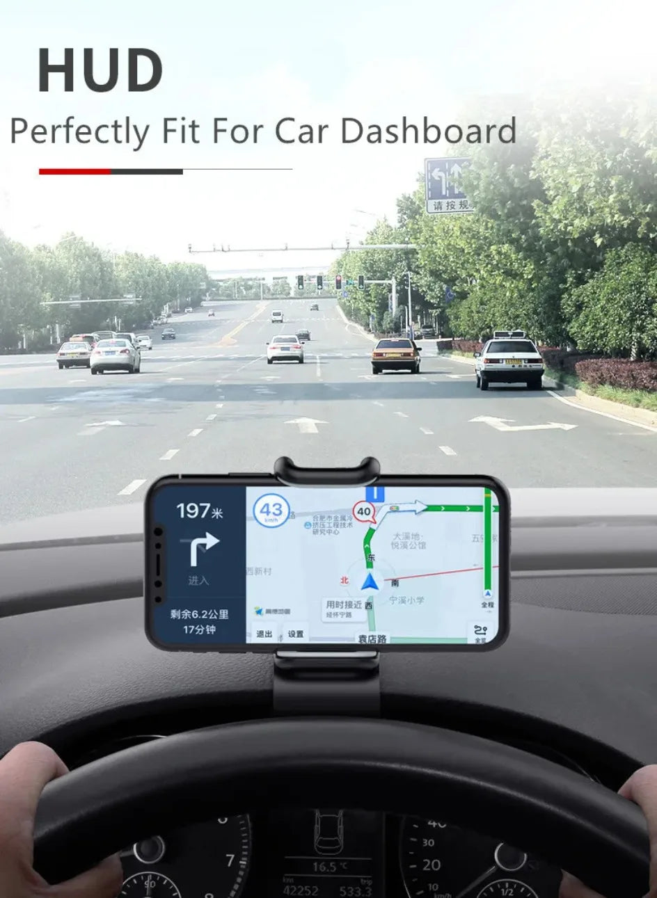 Phone holder on the dashboard with a 360-degree rotating cradle