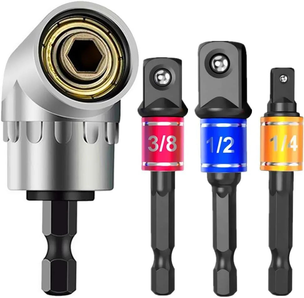 105° angle socket adapter with 105° head and drive sizes 1/4, 3/8, 1/2