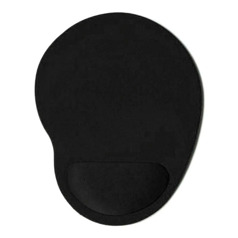 Black wrist-rest mouse pad with contoured wrist support