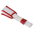 Multi-purpose cleaning brush tool with white pad and red trim, plus white bristle head
