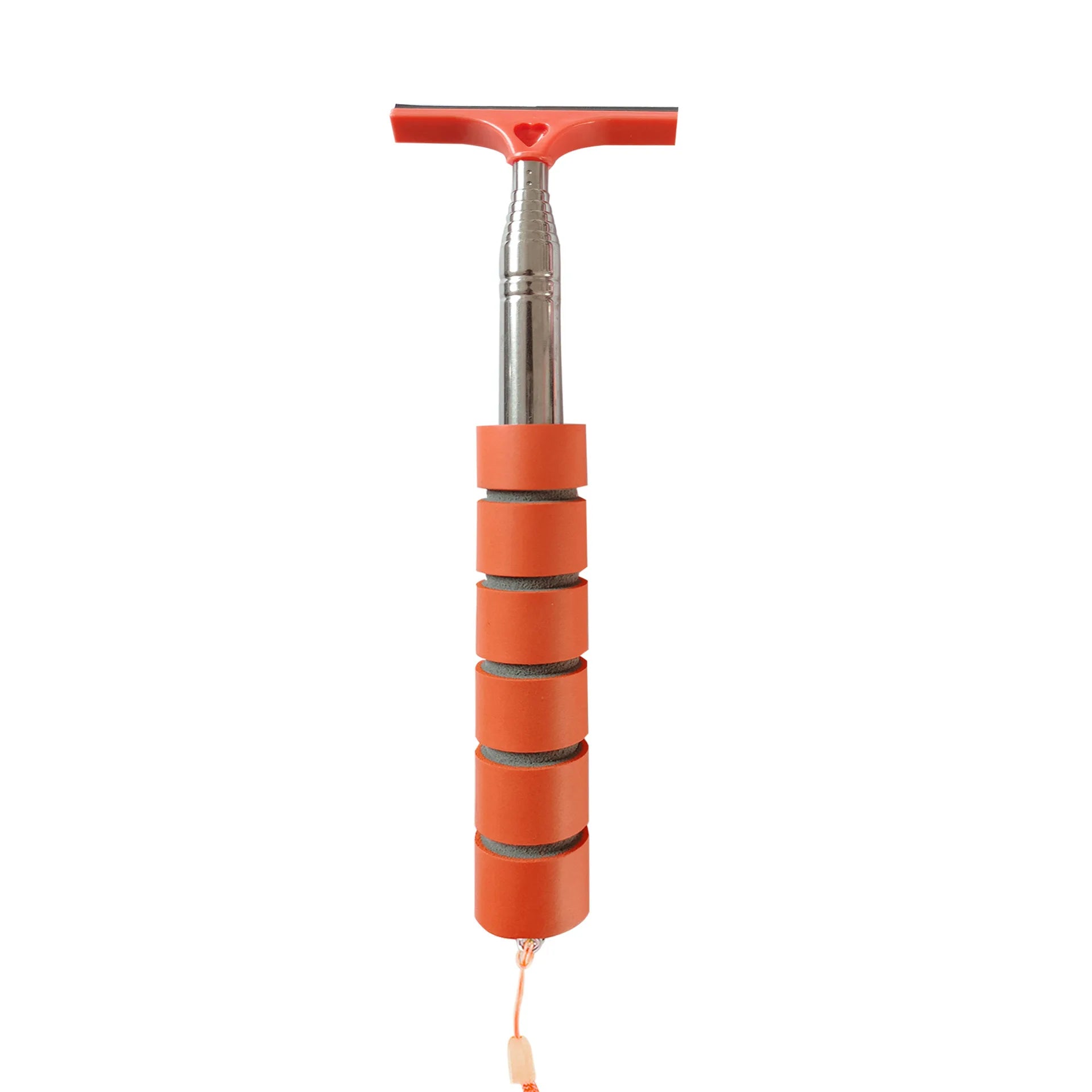 Telescopic car mirror cleaning wiper with orange grip and rubber blade