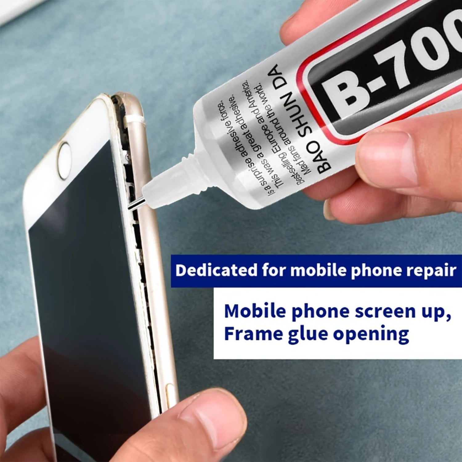 Clear B-7000 adhesive glue bottle with precision nozzle for phone screen repair