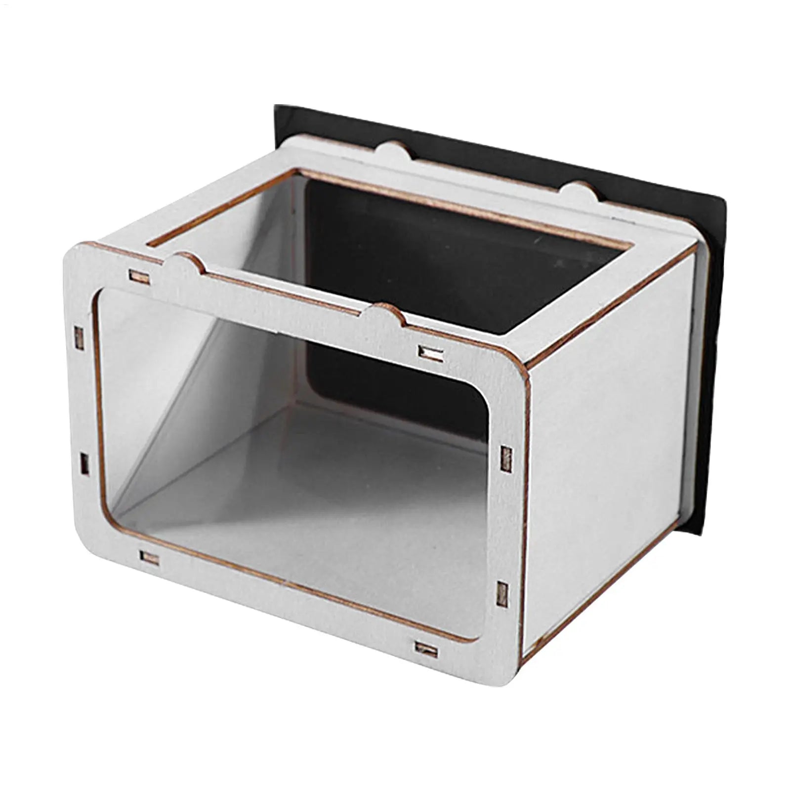 DIY hologram projector display box with top and front openings, dark viewing panel