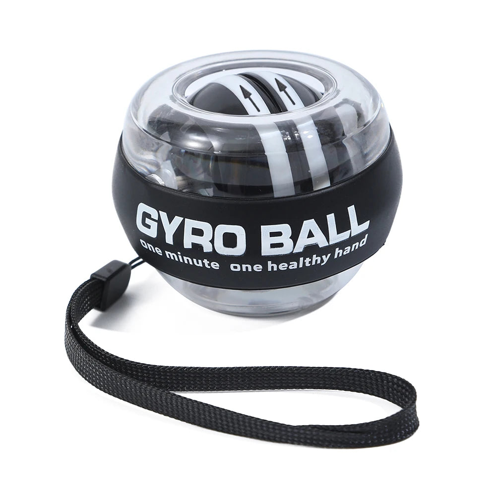 Metallic gyro wrist ball without LED with wrist strap for grip strength training