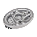 Gray inflatable drink cooler float with molded cup holders and bottle openings