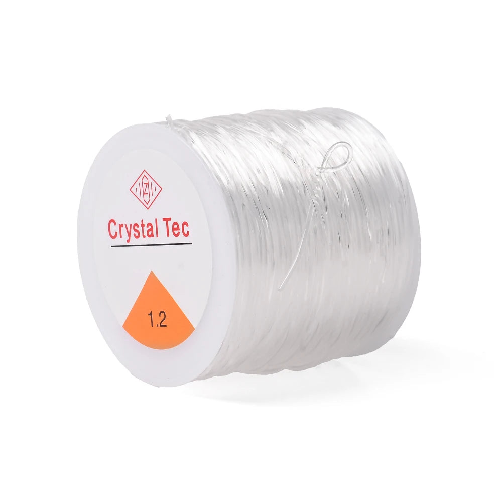 Clear elastic cord string on spool, Crystal Tec 1.2 size for jewelry beading