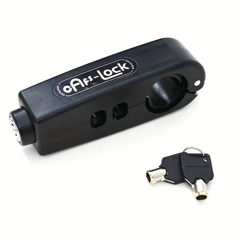 Black handlebar grip anti-theft lock with two keys and keyring