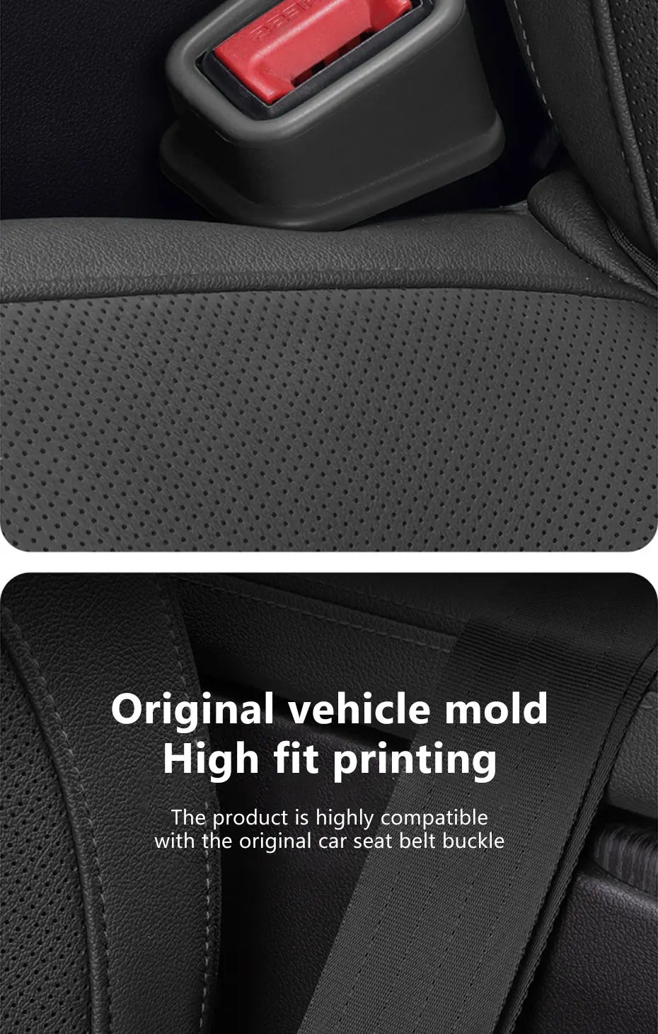 Car seat belt buckle protective cover holder, dark gray with red insert window