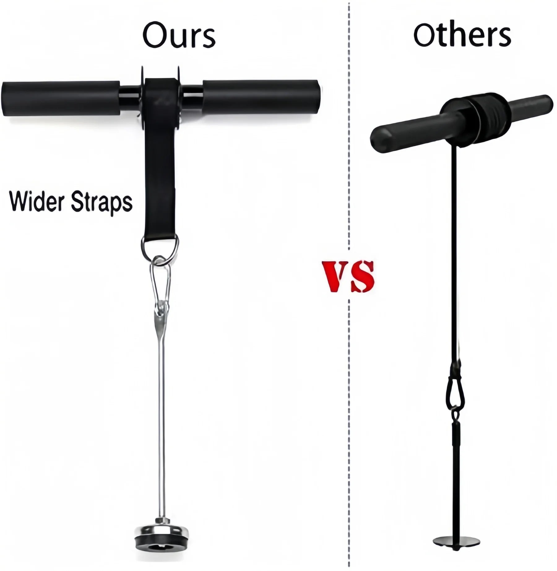 Forearm strength trainer with wider strap and black foam handle for rolling weight